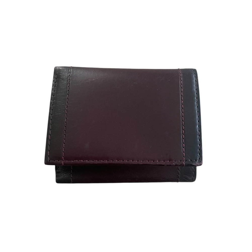 Croft & Barrow Mens Burgundy Mahogany Genuine Leather Trifold Wallet ID Window